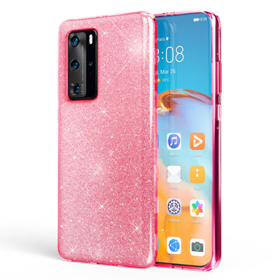 NALIA Glitzerhülle für Huawei P40 Pro – Funkelnder Glitzer-Look & Grip – SHINEPOP (Silikon Case) – Marke aus Berlin Rosa NALIA Protective Hülle