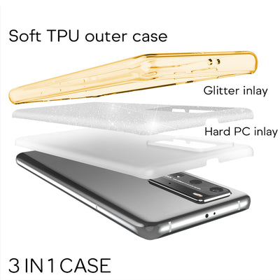 NALIA Glitzerhülle für Huawei P40 Pro – Funkelnder Glitzer-Look & Grip – SHINEPOP (Silikon Case) – Marke aus Berlin Gold NALIA Protective Hülle