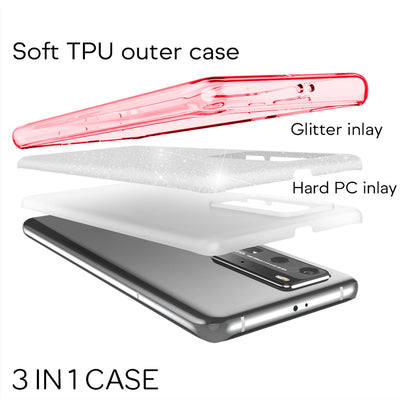 NALIA Glitzerhülle für Huawei P40 Pro – Funkelnder Glitzer-Look & Grip – SHINEPOP (Silikon Case) – Marke aus Berlin Rosa NALIA Protective Hülle