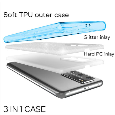 NALIA Glitzerhülle für Huawei P40 Pro – Funkelnder Glitzer-Look & Grip – SHINEPOP (Silikon Case) – Marke aus Berlin Türkis NALIA Protective Hülle