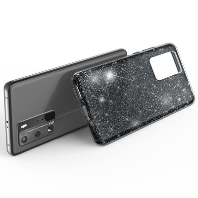 NALIA Glitzerhülle für Huawei P40 Pro – Funkelnder Glitzer-Look & Grip – SHINEPOP (Silikon Case) – Marke aus Berlin Schwarz NALIA Protective Hülle