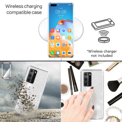 NALIA Glitzerhülle für Huawei P40 Pro – Funkelnder Glitzer-Look & Grip – SHINEPOP (Silikon Case) – Marke aus Berlin Gold NALIA Protective Hülle