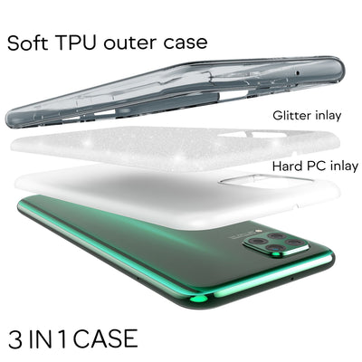 NALIA Glitzerhülle für Huawei P40 Lite – Funkelnder Glitzer-Look & Grip – SHINEPOP (Silikon Case) – Marke aus Berlin NALIA Protective Hülle