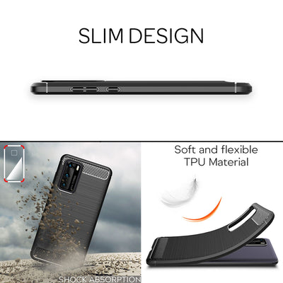 NALIA Silikonhülle für Huawei P40 – Rutschfest & Matt – VORTEX (Gebürstete Optik & Carbon Design) – Marke aus Berlin Default Title NALIA Protective Hülle
