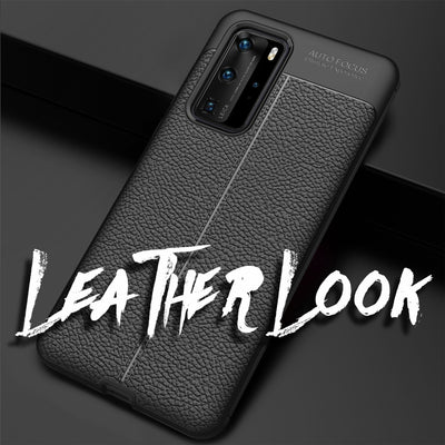 NALIA Design Case kompatibel mit Huawei P40 Pro Hülle, Leder Optik Stylische Handyhülle Stoßfeste Silikon Schutzhülle, Slim Phone Backcover Dünne Handy-Tasche Cover Robust Bumper Etui - Schwarz Default Title NALIA Protective Hülle