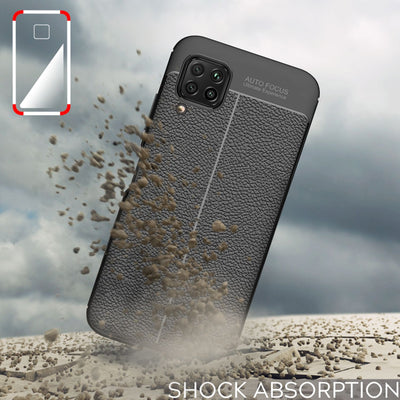 NALIA Design Case kompatibel mit Huawei P40 Lite Hülle, Leder Optik Stylische Handyhülle Stoßfeste Silikon Schutzhülle, Slim Phone Backcover Dünne Handy-Tasche Cover Bumper Kratzfest Etui - Schwarz Default Title NALIA Protective Hülle
