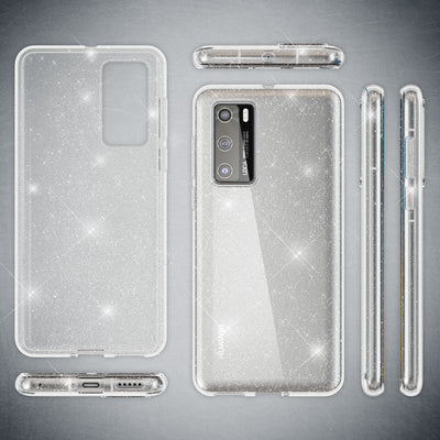 NALIA Glitzerhülle für Huawei P40 – Funkelndes Silikon Case – DAZZLIN (Transparent & Stoßfest) – Marke aus Berlin Transparent NALIA Transparente Hülle