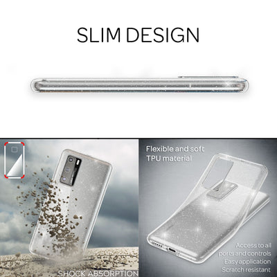 NALIA Glitzerhülle für Huawei P40 – Funkelndes Silikon Case – DAZZLIN (Transparent & Stoßfest) – Marke aus Berlin Transparent NALIA Transparente Hülle