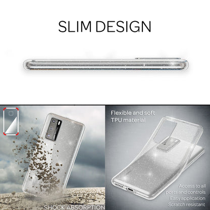 NALIA Glitzer Handyhülle für Huawei P40 Hülle, Bling Silikon Handyhülle Strass Cover Transparent NALIA Transparente Hülle
