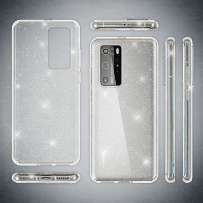 NALIA Glitzerhülle für Huawei P40 Pro – Funkelndes Silikon Case – DAZZLIN (Transparent & Stoßfest) – Marke aus Berlin Transparent NALIA Transparente Hülle
