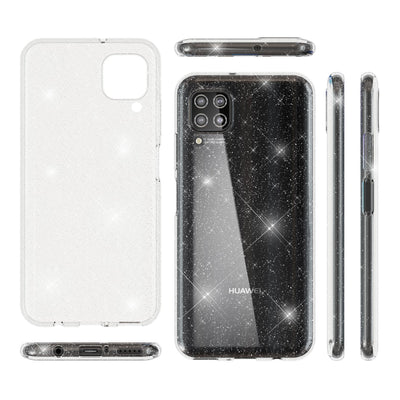 NALIA Glitter Case kompatibel mit Huawei P40 Lite Hülle, Bling Silikon Handyhülle Strass Cover Durchsichtig, Dünne Handy-Tasche Schutzhülle Phone Etui Diamond Bumper Soft Skin Klar Transparent NALIA Transparente Hülle