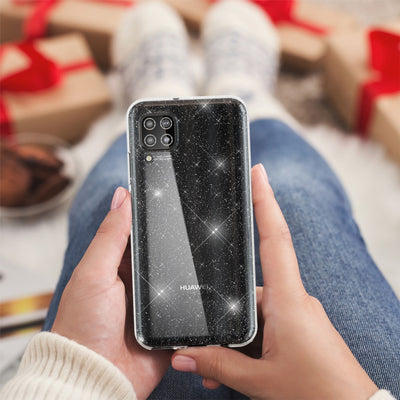 NALIA Glitter Case kompatibel mit Huawei P40 Lite Hülle, Bling Silikon Handyhülle Strass Cover Durchsichtig, Dünne Handy-Tasche Schutzhülle Phone Etui Diamond Bumper Soft Skin Klar Transparent NALIA Transparente Hülle
