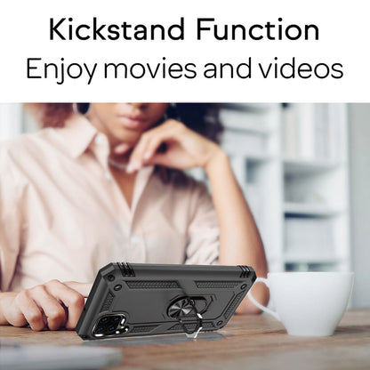 NALIA Ring Hülle für Huawei P40 Lite, Handy Schutz Tasche Cover Case Bumper Etui Schwarz NALIA Protective Hülle