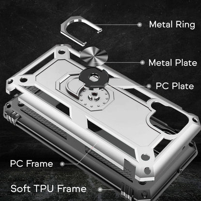 NALIA Ring Hülle für Huawei P40 Lite, Handy Schutz Tasche Cover Case Bumper Etui Silber NALIA Protective Hülle