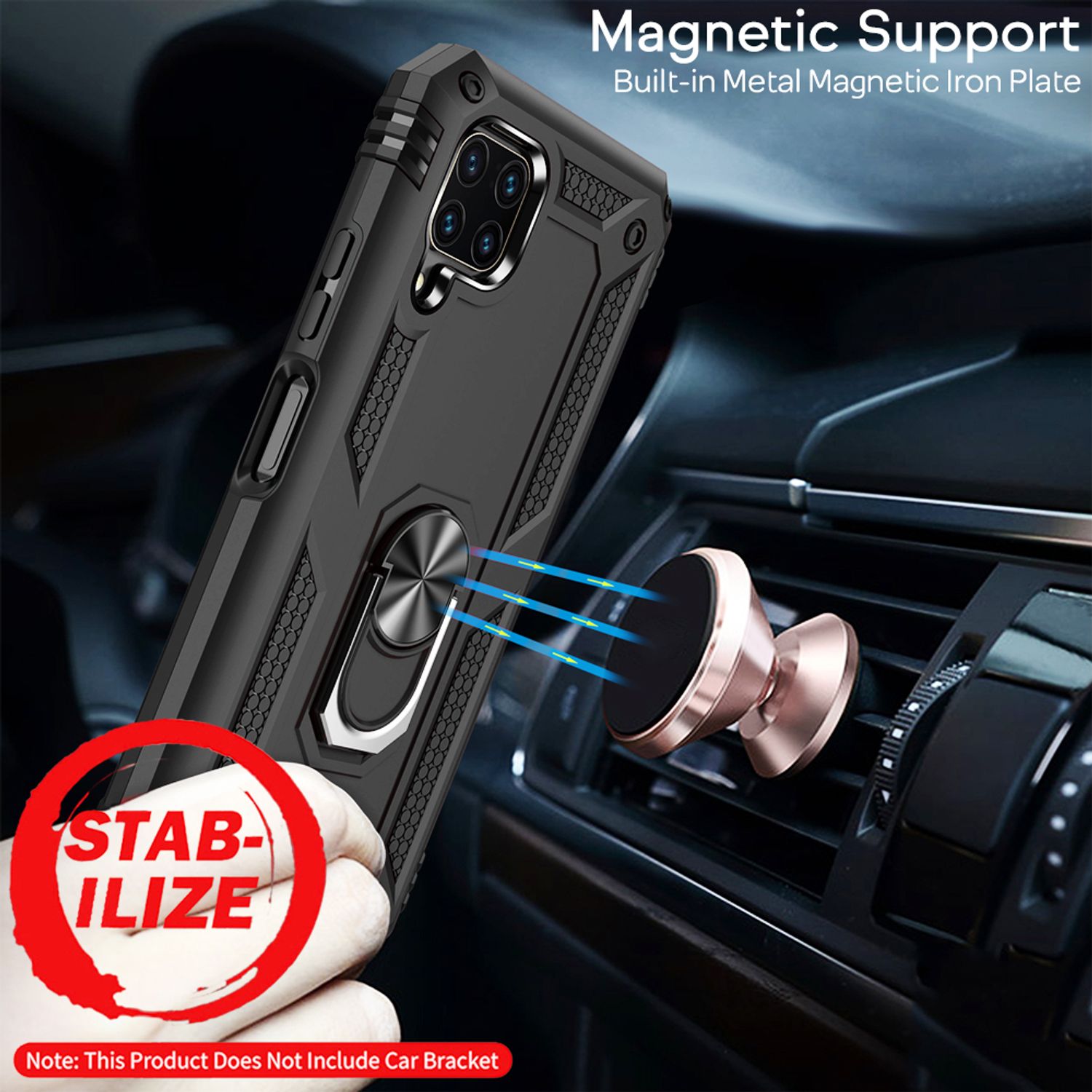 NALIA Ring Hülle für Huawei P40 Lite, Handy Schutz Tasche Cover Case Bumper Etui Silber NALIA Protective Hülle