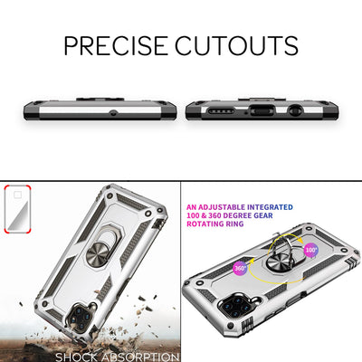 NALIA Panzerhülle für Huawei P40 Lite – Ring-Ständer 360° & Magnet-Halterung Kompatibel – RINGDEFEND (Stoßfestes Outdoor Case) – Marke aus Berlin Schwarz NALIA Protective Hülle