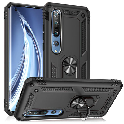NALIA Panzerhülle für Xiaomi Mi 10 / 10 Pro – Ring-Ständer 360° & Magnet-Halterung Kompatibel – RINGDEFEND (Stoßfestes Outdoor Case) – Marke aus Berlin Schwarz NALIA Protective Hülle