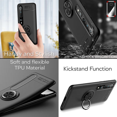 NALIA Ring Handyhülle kompatibel mit Xiaomi Mi 10 / Mi 10 Pro Hülle, Silikon Cover mit 360-Grad Finger-Halter für magnetische KFZ-Halterung, Schutzhülle Phone Case Handy-Tasche Etui Bumper - Schwarz Default Title NALIA Protective Hülle