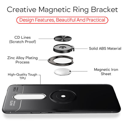 NALIA Ring Handyhülle kompatibel mit OnePlus 8 Hülle, Silikon Cover mit 360-Grad Finger-Halter für magnetische KFZ-Halterung, Schutzhülle Phone Case Handy-Tasche Etui Bumper Silikonhülle - Schwarz Default Title NALIA Protective Hülle