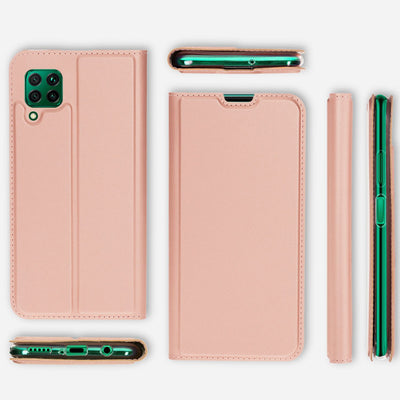NALIA Klapphülle kompatibel mit Huawei P40 lite Hülle, Slim Flip Case Kunst-Leder Handyhülle Hard Cover Etui 360 Grad, Handy-Tasche Phone Book Bumper Schutzhülle Wallet Klappbar Schwarz NALIA Protective Hülle