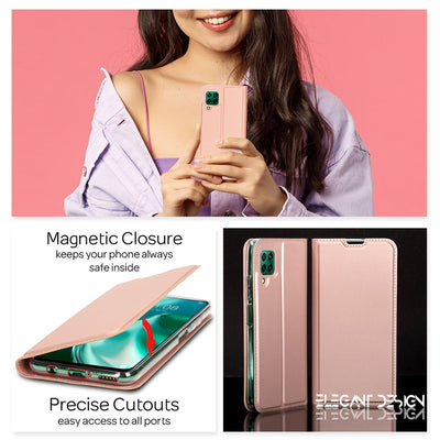 NALIA Klapphülle kompatibel mit Huawei P40 lite Hülle, Slim Flip Case Kunst-Leder Handyhülle Hard Cover Etui 360 Grad, Handy-Tasche Phone Book Bumper Schutzhülle Wallet Klappbar Schwarz NALIA Protective Hülle