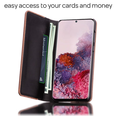 NALIA Echt-Holz Flipcase kompatibel mit Samsung Galaxy S20 Hülle, Premium Wood Etui Handyhülle mit Klappe Handy-Tasche Phone Case Cover Schutzhülle Flipcover Klapphülle Rundum Schutz Bumper - Walnuss Default Title NALIA Protective Hülle