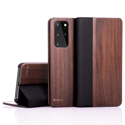 NALIA Echt-Holz Flipcase kompatibel mit Samsung Galaxy S20 Plus Hülle, Premium Wood Etui Handyhülle mit Klappe Handy-Tasche Phone Case Cover Schutzhülle Flipcover Klapphülle Rundum Bumper - Walnuss Default Title NALIA Protective Hülle