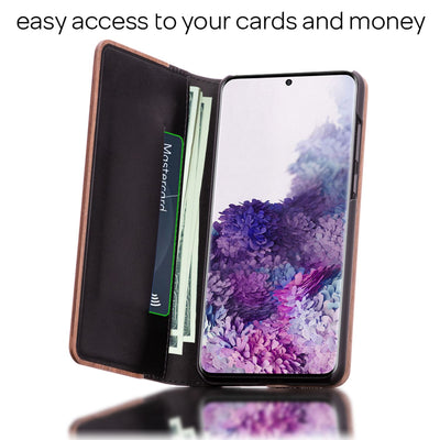NALIA Echt-Holz Flipcase kompatibel mit Samsung Galaxy S20 Plus Hülle, Premium Wood Etui Handyhülle mit Klappe Handy-Tasche Phone Case Cover Schutzhülle Flipcover Klapphülle Rundum Bumper - Walnuss Default Title NALIA Protective Hülle