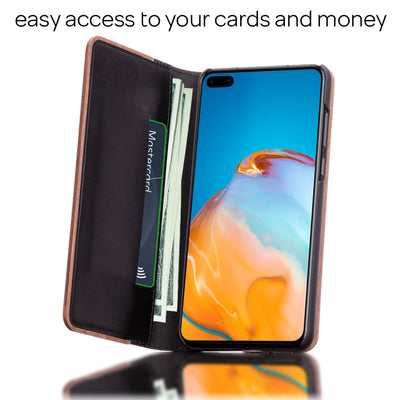NALIA Echt-Holz Flipcase kompatibel mit Huawei P40 Hülle, Premium Wood Etui Handyhülle mit Klappe, Handy-Tasche Phone Case Cover Schutzhülle Flipcover Klapphülle Rundum Schutz Bumper Wallet - Walnuss Default Title NALIA Protective Hülle