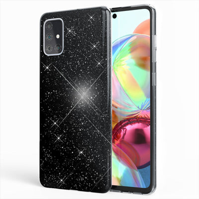 NALIA Glitzerhülle für Samsung Galaxy A71 – Funkelnder Glitzer-Look & Grip – SHINEPOP (Silikon Case) – Marke aus Berlin Schwarz NALIA Protective Hülle