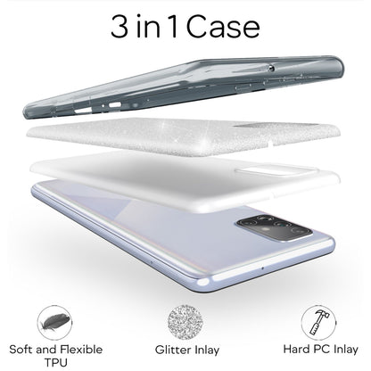 NALIA Glitzer Handyhülle für Samsung Galaxy A71, Bling Case Handy Schutz Strass Cover Schwarz NALIA Protective Hülle