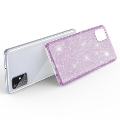 NALIA Glitzerhülle für Samsung Galaxy A71 – Funkelnder Glitzer-Look & Grip – SHINEPOP (Silikon Case) – Marke aus Berlin Lila NALIA Protective Hülle