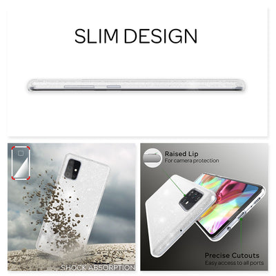 NALIA Glitzerhülle für Samsung Galaxy A71 – Funkelnder Glitzer-Look & Grip – SHINEPOP (Silikon Case) – Marke aus Berlin Silber NALIA Protective Hülle
