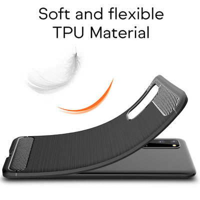 NALIA Design Case kompatibel mit Samsung Galaxy S20 Hülle, Carbon Look Stylische Handyhülle Stoßfeste Silikon Schutzhülle, Dünne Handy-Tasche Phone Cover Bumper Soft Skin TPU Etui Robust - Schwarz Default Title NALIA Protective Hülle