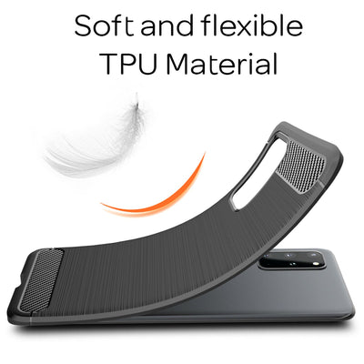 NALIA Design Case kompatibel mit Samsung Galaxy S20 Plus Hülle, Carbon Look Stylische Handyhülle Stoßfeste Silikon Schutzhülle, Dünne Handy-Tasche Phone Cover Bumper Soft Skin TPU Robust - Schwarz Default Title NALIA Protective Hülle
