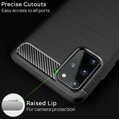 NALIA Design Case kompatibel mit Samsung Galaxy S20 Plus Hülle, Carbon Look Stylische Handyhülle Stoßfeste Silikon Schutzhülle, Dünne Handy-Tasche Phone Cover Bumper Soft Skin TPU Robust - Schwarz Default Title NALIA Protective Hülle
