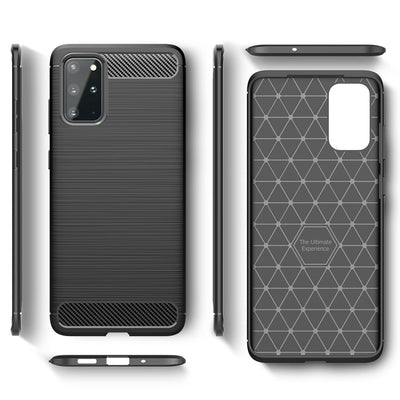 NALIA Design Case kompatibel mit Samsung Galaxy S20 Plus Hülle, Carbon Look Stylische Handyhülle Stoßfeste Silikon Schutzhülle, Dünne Handy-Tasche Phone Cover Bumper Soft Skin TPU Robust - Schwarz Default Title NALIA Protective Hülle