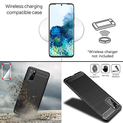 NALIA Design Case kompatibel mit Samsung Galaxy S20 Plus Hülle, Carbon Look Stylische Handyhülle Stoßfeste Silikon Schutzhülle, Dünne Handy-Tasche Phone Cover Bumper Soft Skin TPU Robust - Schwarz Default Title NALIA Protective Hülle