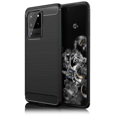 NALIA Design Case kompatibel mit Samsung Galaxy S20 Ultra Hülle, Carbon Look Stylische Handyhülle Stoßfeste Silikon Schutzhülle, Dünne Handy-Tasche Phone Cover Bumper Soft Skin TPU Robust - Schwarz Default Title NALIA Protective Hülle