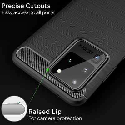 NALIA Design Case kompatibel mit Samsung Galaxy S20 Ultra Hülle, Carbon Look Stylische Handyhülle Stoßfeste Silikon Schutzhülle, Dünne Handy-Tasche Phone Cover Bumper Soft Skin TPU Robust - Schwarz Default Title NALIA Protective Hülle