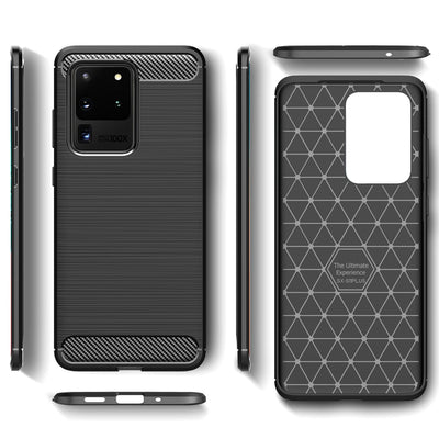 NALIA Design Case kompatibel mit Samsung Galaxy S20 Ultra Hülle, Carbon Look Stylische Handyhülle Stoßfeste Silikon Schutzhülle, Dünne Handy-Tasche Phone Cover Bumper Soft Skin TPU Robust - Schwarz Default Title NALIA Protective Hülle
