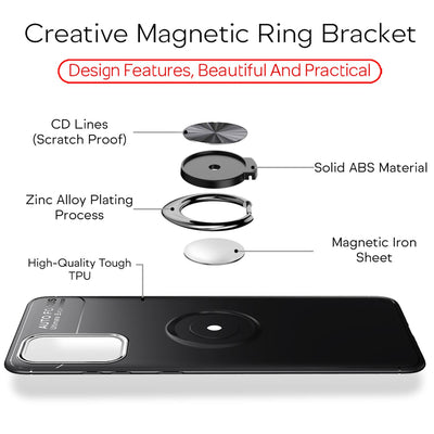 NALIA Ring Handyhülle kompatibel mit Samsung Galaxy S20 Hülle, Silikon Cover mit 360-Grad Finger-Halter für magnetische KFZ-Halterung, Schutzhülle Phone Case Handy-Tasche Etui Bumper Schwarz NALIA Protective Hülle