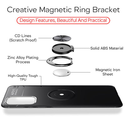 NALIA Ring Handyhülle kompatibel mit Samsung Galaxy S20 Plus Hülle, Silikon Cover mit 360-Grad Finger-Halter für magnetische KFZ-Halterung, Schutzhülle Phone Case Handy-Tasche Etui Schwarz NALIA Protective Hülle