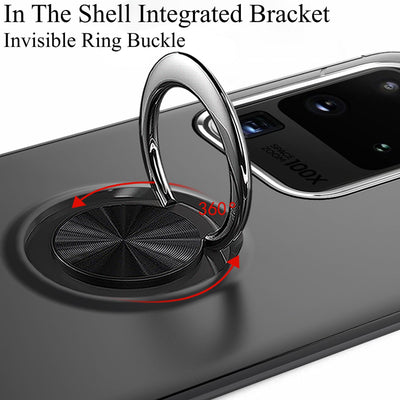 NALIA Ringhülle für Samsung Galaxy S20 Ultra – Ring-Ständer 360° & für Magnet-Halter – GRIP360 (Mattiertes Silikon Case) – Marke aus Berlin Schwarz NALIA Protective Hülle