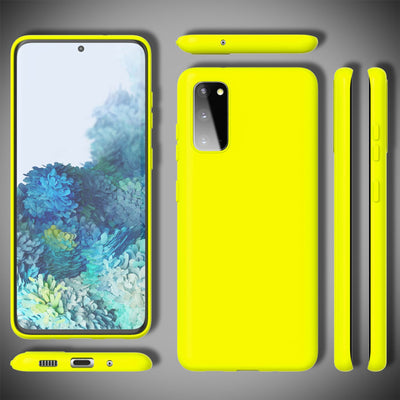 NALIA Neon Silikonhülle für Samsung Galaxy S20 – Soft-Touch & Signal-Neon – NEONSHOCK (Matte Schutzhülle) – Marke aus Berlin Gelb NALIA Protective Hülle