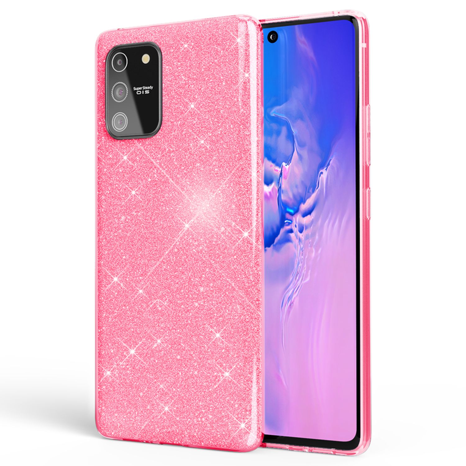 NALIA Glitzer Handy Hülle für Samsung Galaxy S10 Lite, Bling Silikon Cover Case Schwarz NALIA Protective Hülle