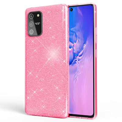 NALIA Glitzerhülle für Samsung Galaxy S10 Lite – Funkelnder Glitzer-Look & Grip – SHINEPOP (Silikon Case) – Marke aus Berlin Schwarz NALIA Protective Hülle