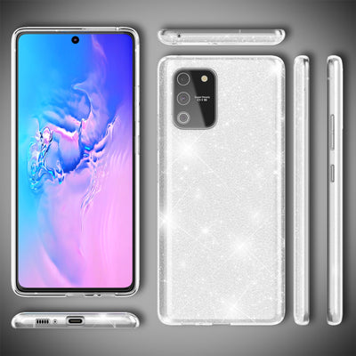 NALIA Glitzerhülle für Samsung Galaxy S10 Lite – Funkelnder Glitzer-Look & Grip – SHINEPOP (Silikon Case) – Marke aus Berlin Blau NALIA Protective Hülle