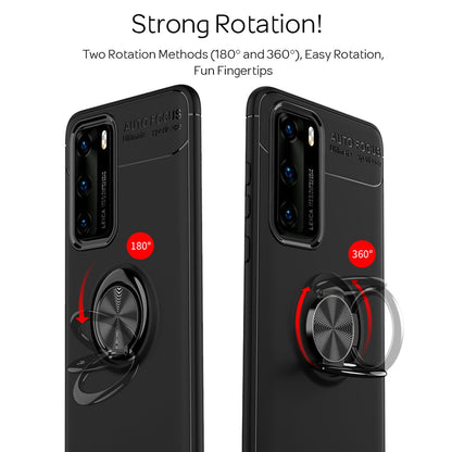 NALIA Ring Handy Hülle für Huawei P40, Dünnes Silikon Cover Case 360 Grad Halter Schwarz NALIA Protective Hülle