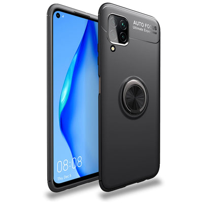 NALIA Ring Handyhülle kompatibel mit Huawei P40 lite Hülle, Silikon Cover mit 360-Grad Finger-Halter für magnetische KFZ-Halterung, Schutzhülle Phone Case Handy-Tasche Etui Bumper Schwarz NALIA Protective Hülle